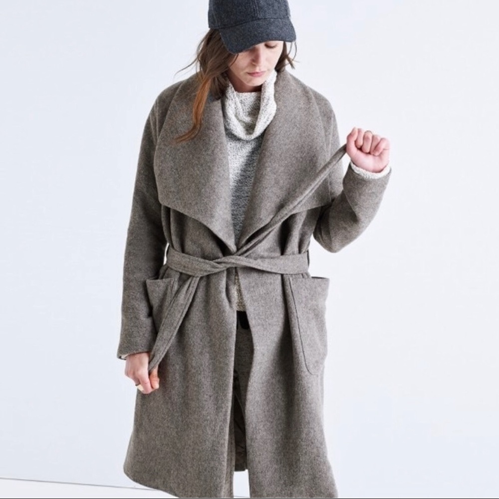 Madewell Delancey Gray Wool Blanket Coat Small
